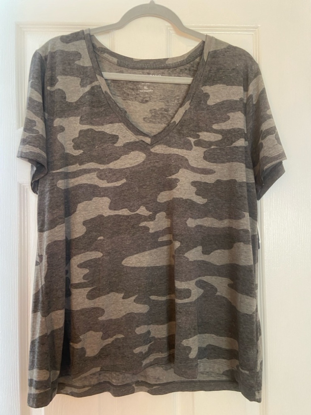 Lucky Brand Gray Striped V-Neck Tee